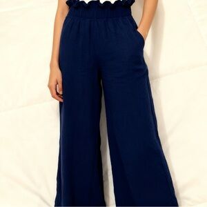 Navy Blue Wide-Leg Women's Pants
